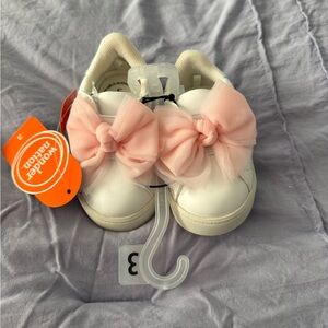 Wonder Nation White Sneakers with Pink Bow